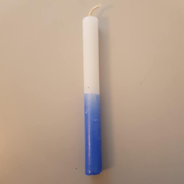 Vela 15cm Branco azul claro