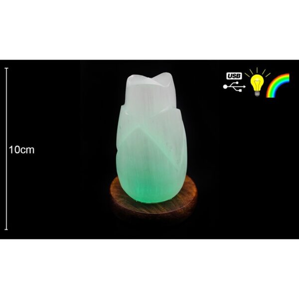 Cand Selenita Flor Lótus USB c/base 10cm