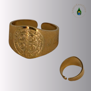 Anel Medalha de São Bento em Aço – Dourado