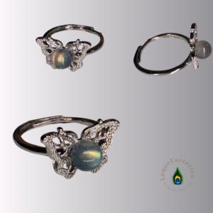 Anel Borboleta com Labradorite – Ajustável