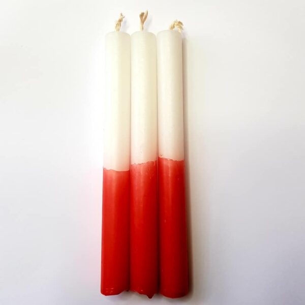 Vela 15cm Branco vermelho