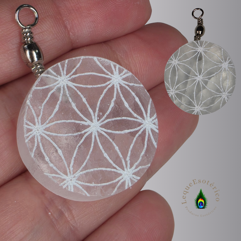 Pendente Selenite Flor da Vida – 2,5 cm
