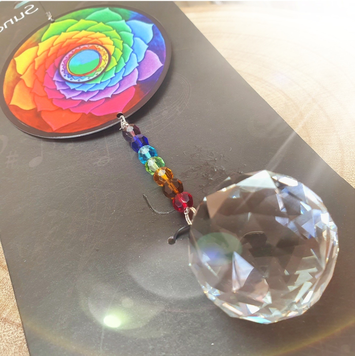 Rainbow Mandala Crystal Suncatcher