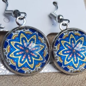 Brincos mandala azul