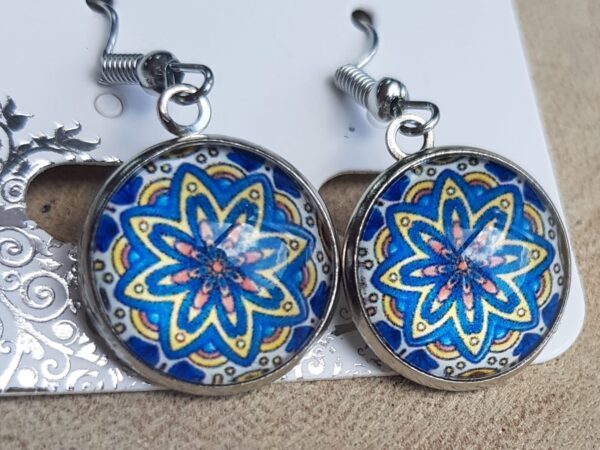 Brincos mandala azul