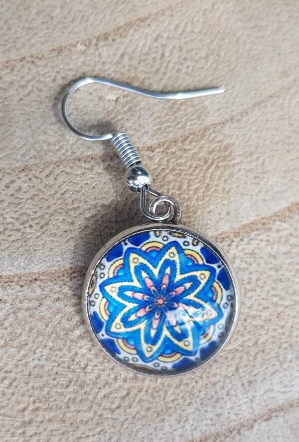 Brincos mandala azul
