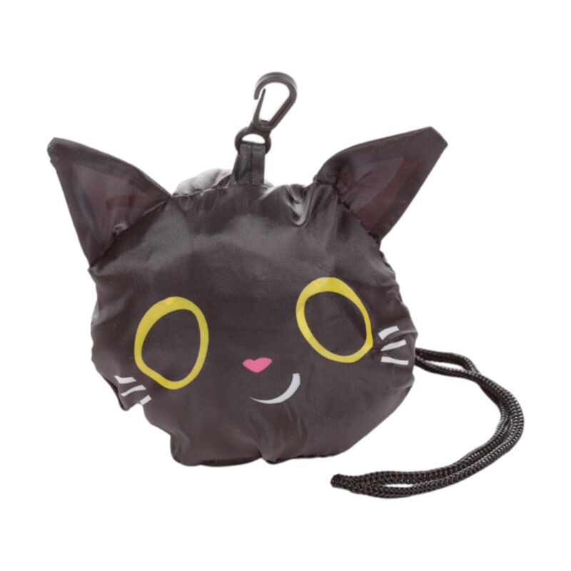 Saco Lucky dobrado na bolsa em forma de cabeça de gato preto