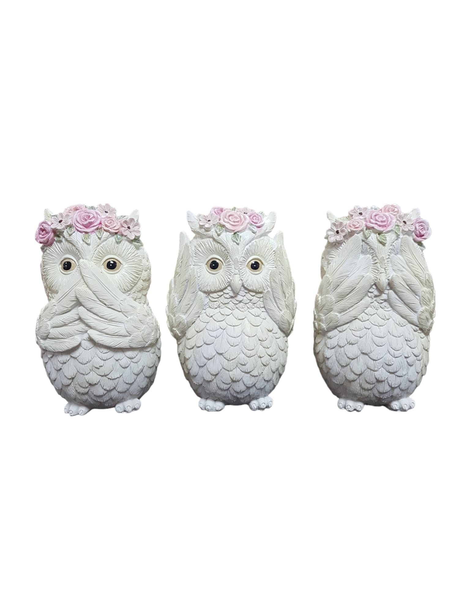 3 Corujas com rosinhas