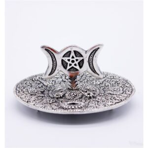 Porta Incenso Metal Tripla Lua 10cm