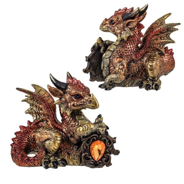Dragão c pedra vermelho 12cm