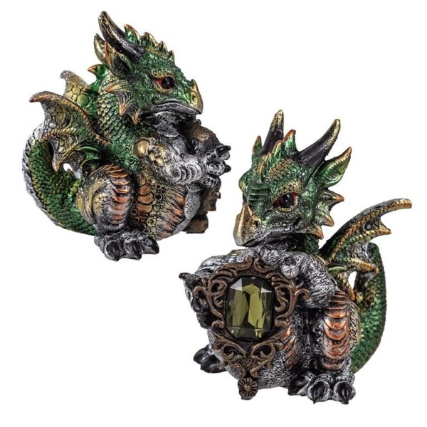 Dragão c pedra verde 12cm