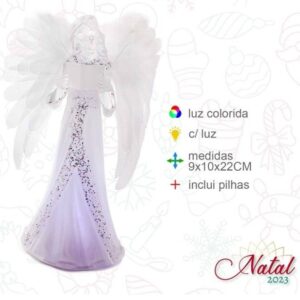 Anjo fibra ótica colorida c livro 9*10*22