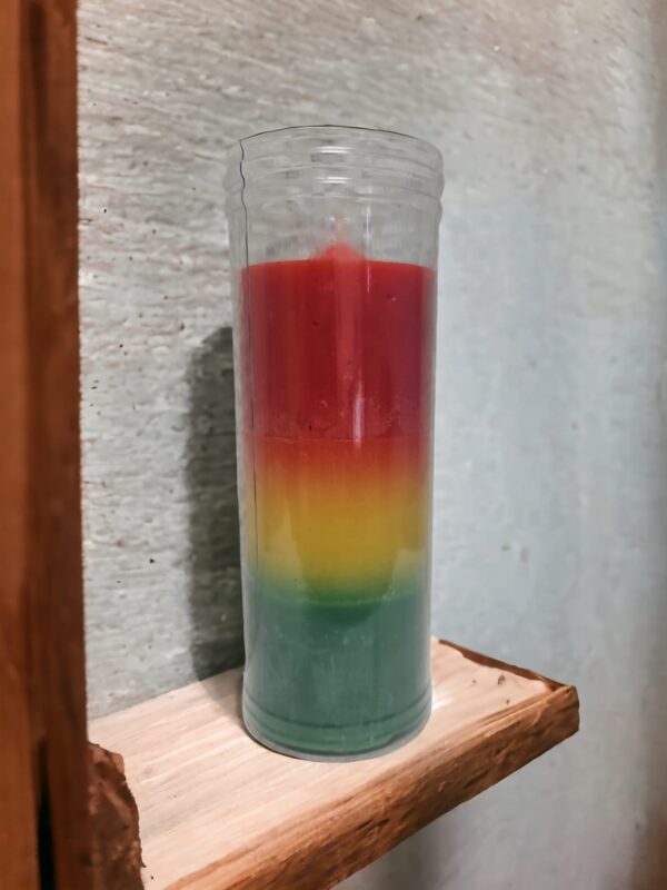 Vela copo vermelho amarelo verde