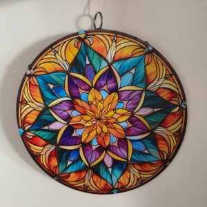 Quadro Mandala Floral Multicolorida – 20 cm