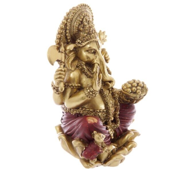 Ganesh Dourada e vermelha 16cm