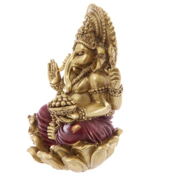Ganesh Dourada e vermelha 16cm