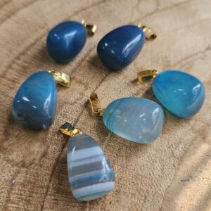 Pendente Ágata azul pend dourado