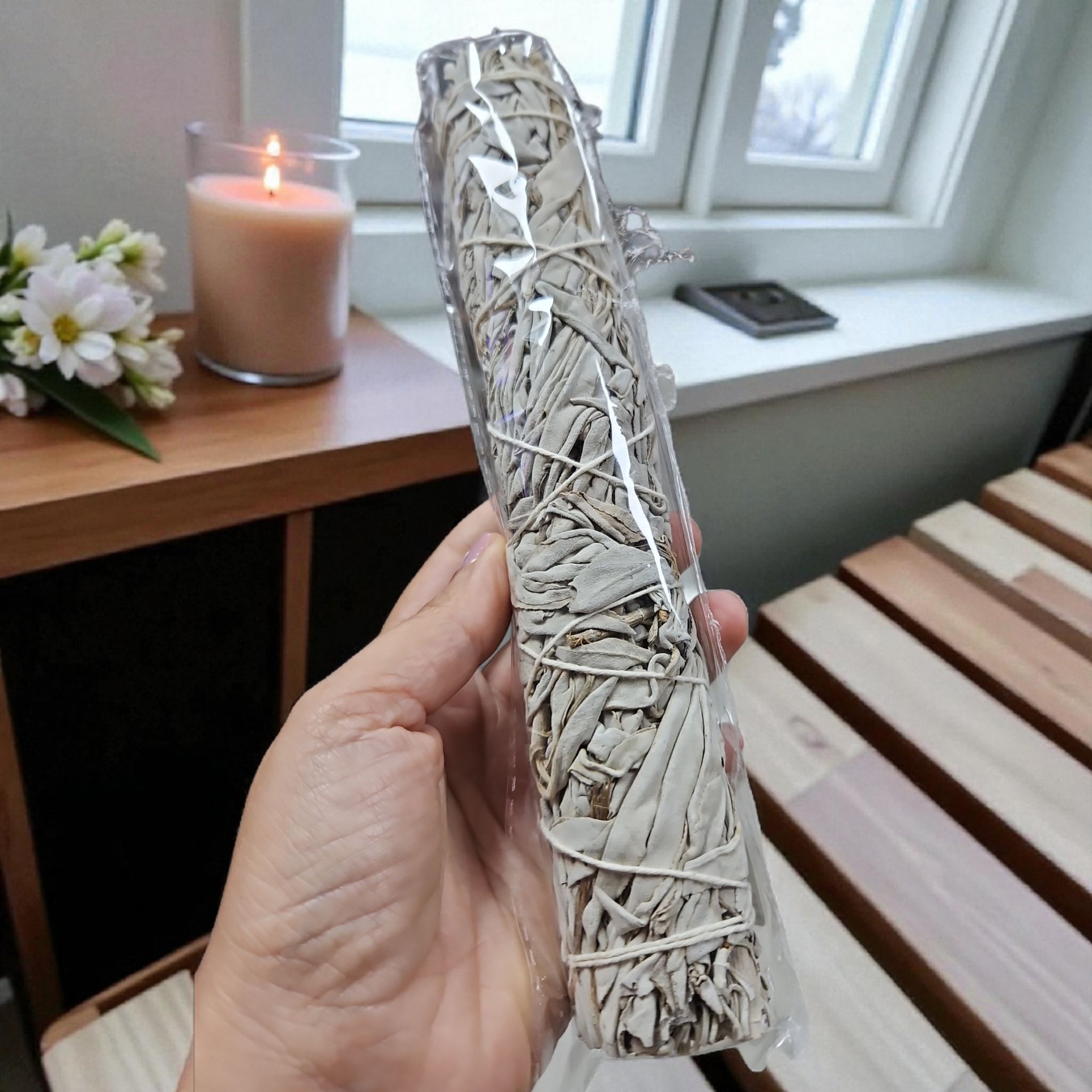 Tocha Sálvia Branca 22cm