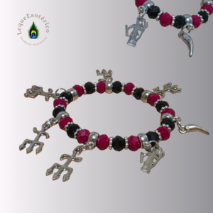 Pulseira Exu Vermelha e Preta com Berloques