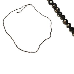 Colar de Pirita Natural – 38 cm | Esferas 2 mm