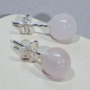 Brincos Quartzo Rosa -Prata de Lei