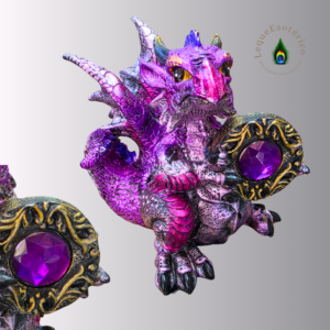 Dragão Guardião Roxo com Cristal – 11 cm