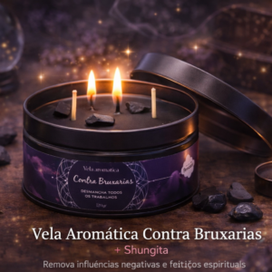 Vela c/ Pedras Natural Mystic Corta Bruxarias 120gr