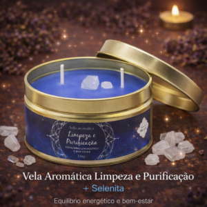 Vela c/ Pedras Natural Mystic Limpeza e Purificação 120gr