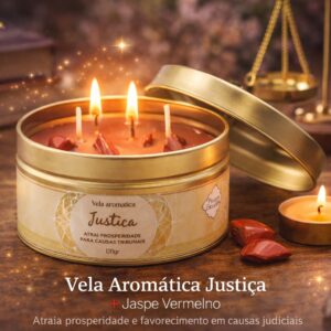 Vela c/ Pedras Natural Mystic Justiça 120gr