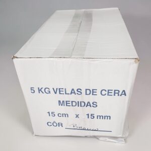 Caixa vela branca 15cm palito caixa selada 5 Kg