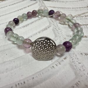 Pulseira de Fluorite com Flor da Vida