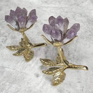 Rosa Dourada com Ametista Natural