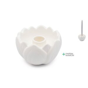 Castiçal Flor de Lótus Branco