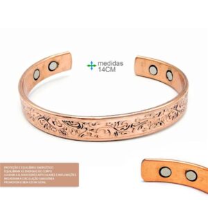 Pulseira Magnética de Cobre Gravada – 14 cm