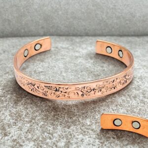 Pulseira Magnética de Cobre Gravada – 14 cm
