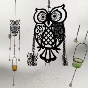 Pendente Coruja Decorativa com Porta-Vela em Vidro
