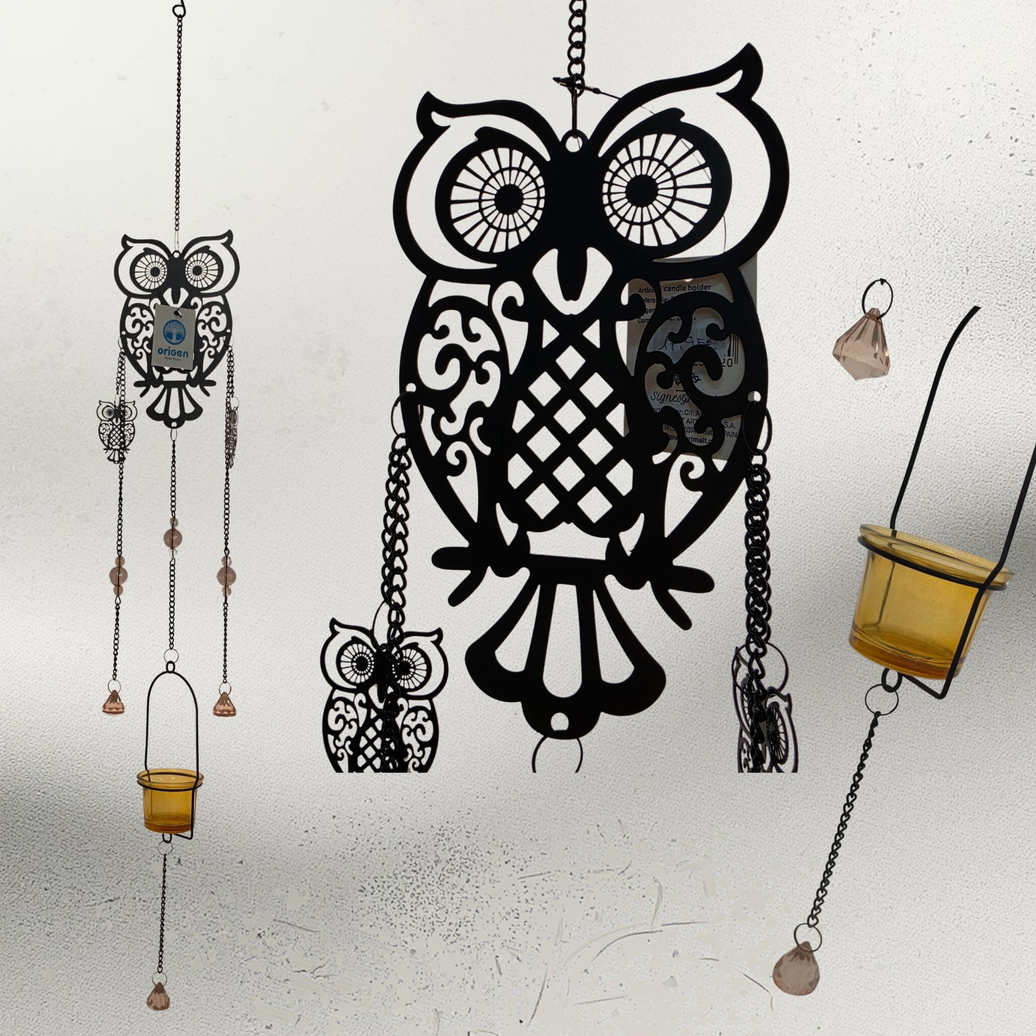 Pendente Coruja Decorativa com Porta-Vela em Vidro - Image 2