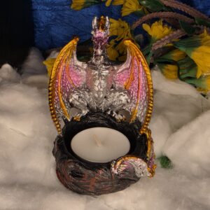 Castiçal Dragão para Vela Tea Light – 10,5 x 7,5 cm