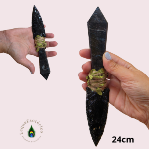 Punhal Ritual em Obsidiana Negra e Nuumite – 24 cm