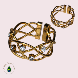 Anel Ajustável Dourado com Zircónias