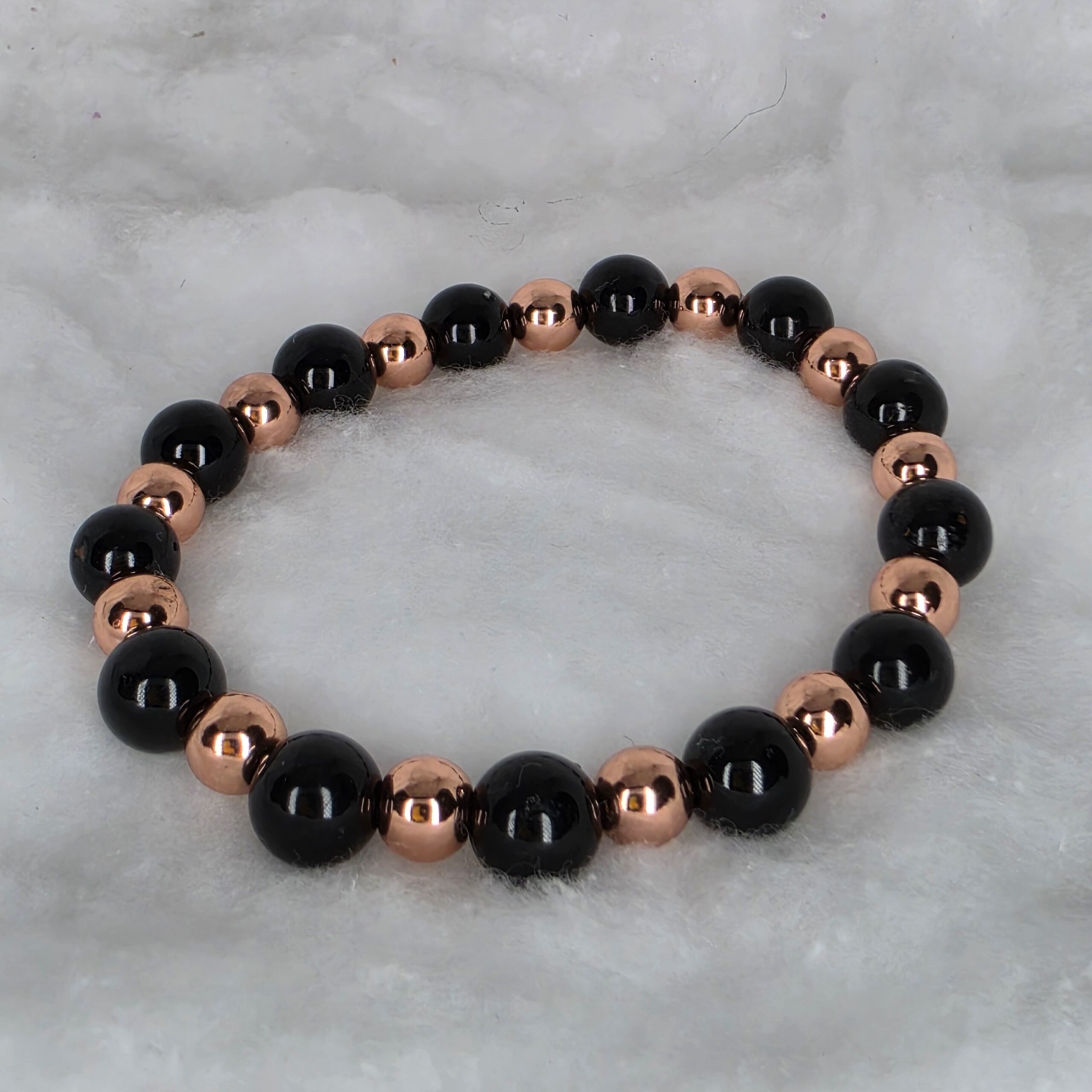 Pulseira Turmalina Negra e Cobre 8 mm