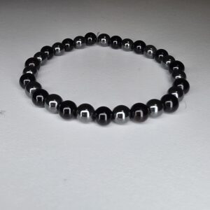 Pulseira Hematite e Onix 6mm - artesanal