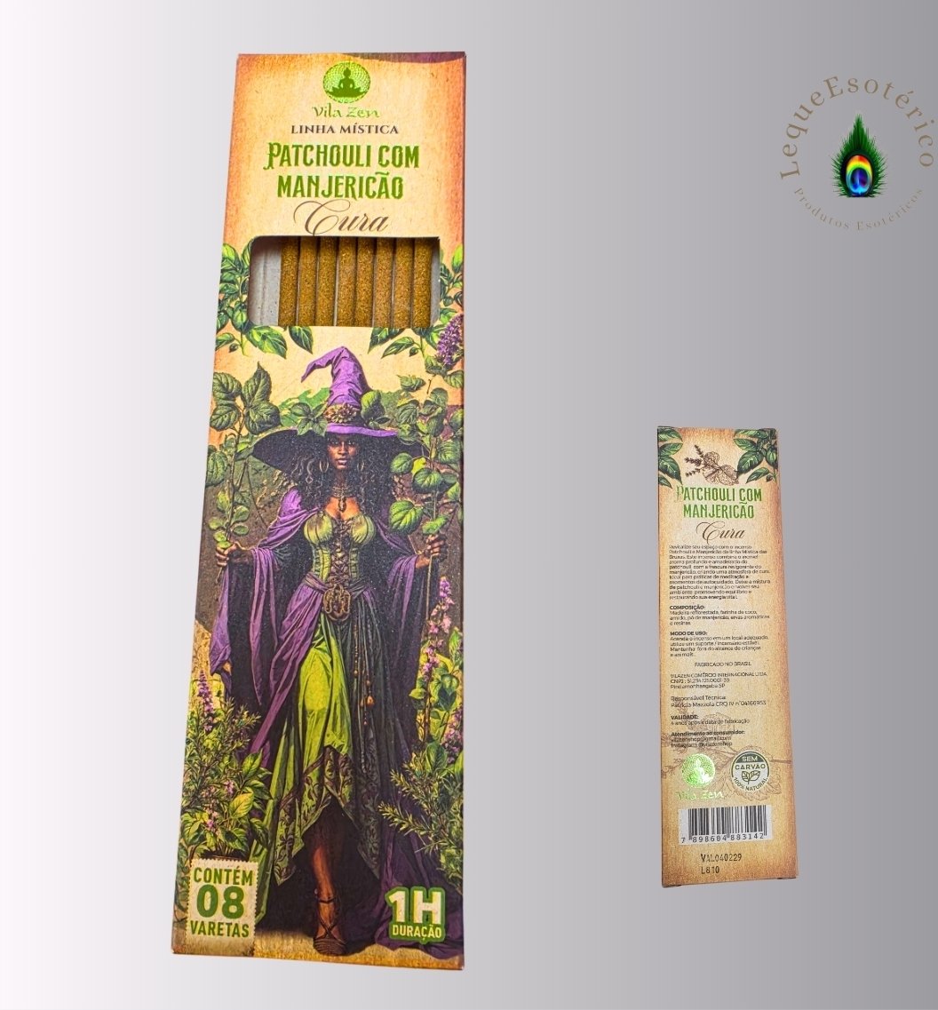 Incenso Natural Patchouli com Manjericão – Cura | Vila Zen – 8 Varetas