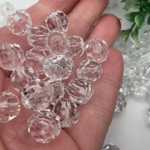 Contas Redondas Facetadas Transparentes – 30 g