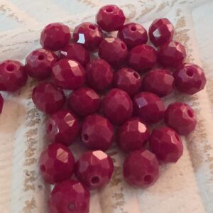 Contas Redondas Facetadas Bordô Opacas – 30 g