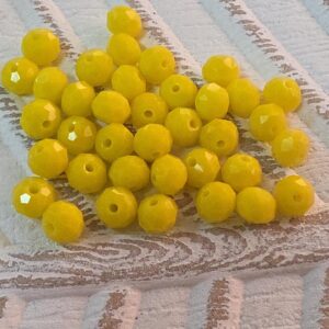 Contas Redondas Facetadas Amarelas Opacas – 30 g