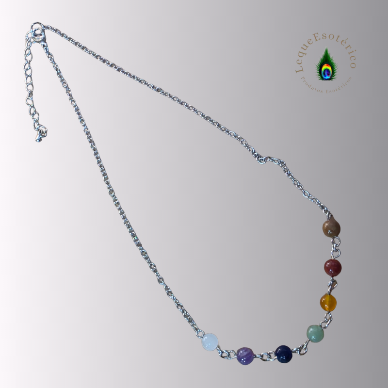 Colar 7 Chakras em Prata de Lei com Pedras Naturais