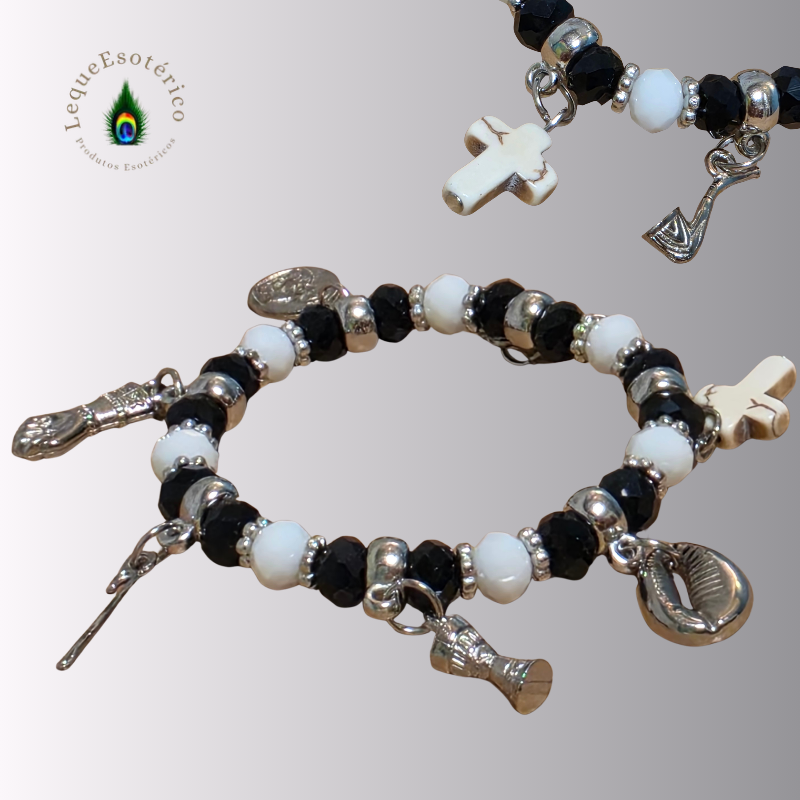 Pulseira Pretos Velhos com Berloques – Preta e Branca