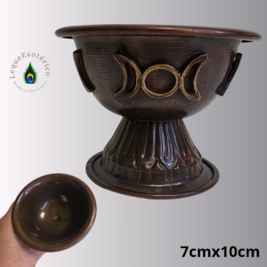 Taça de Cobre Tripla Lua para Incensos e Rituais – 7 x 10 cm