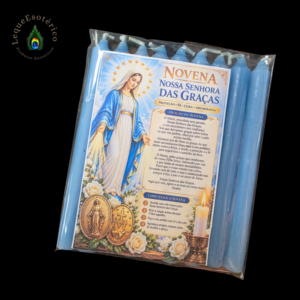 Novena Nossa Senhora das Graças – Kit com Velas Azuis e Oração para 9 Dias